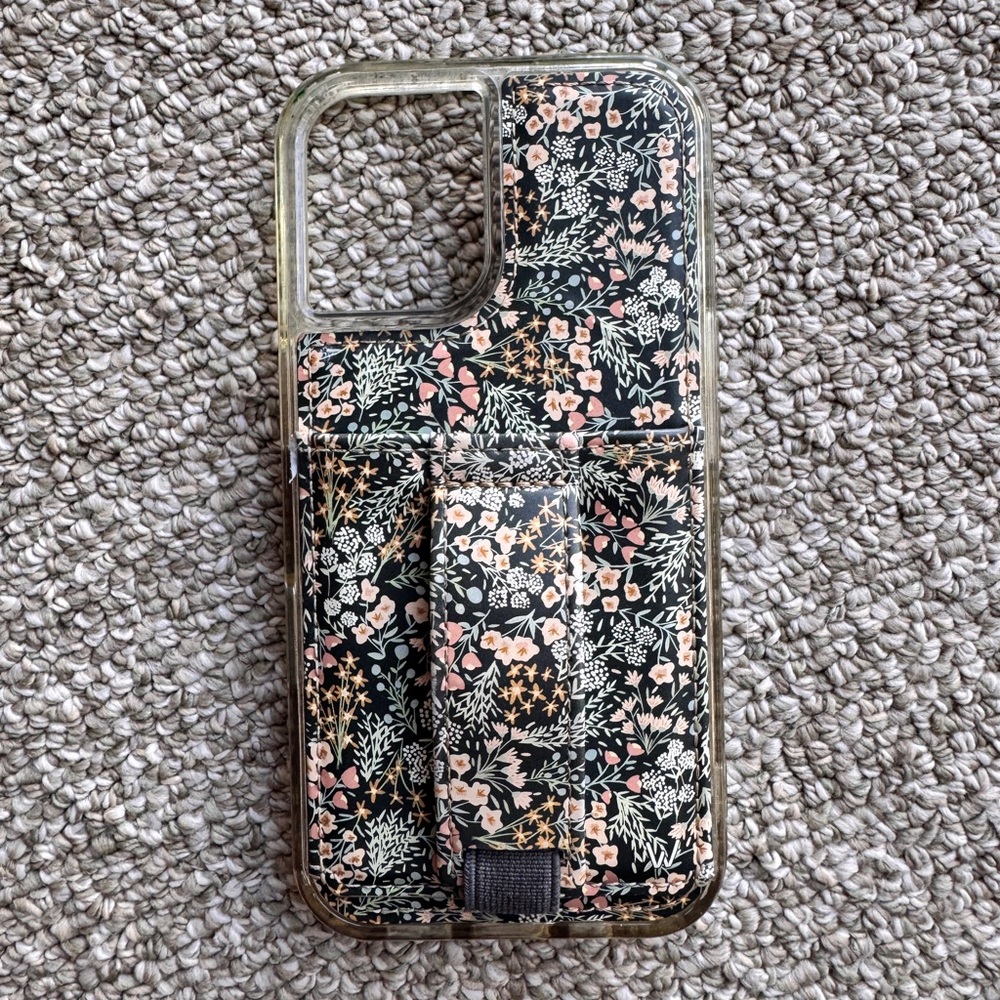 WALLI Floral Pattern iPhone 16 Case - Black and Pink